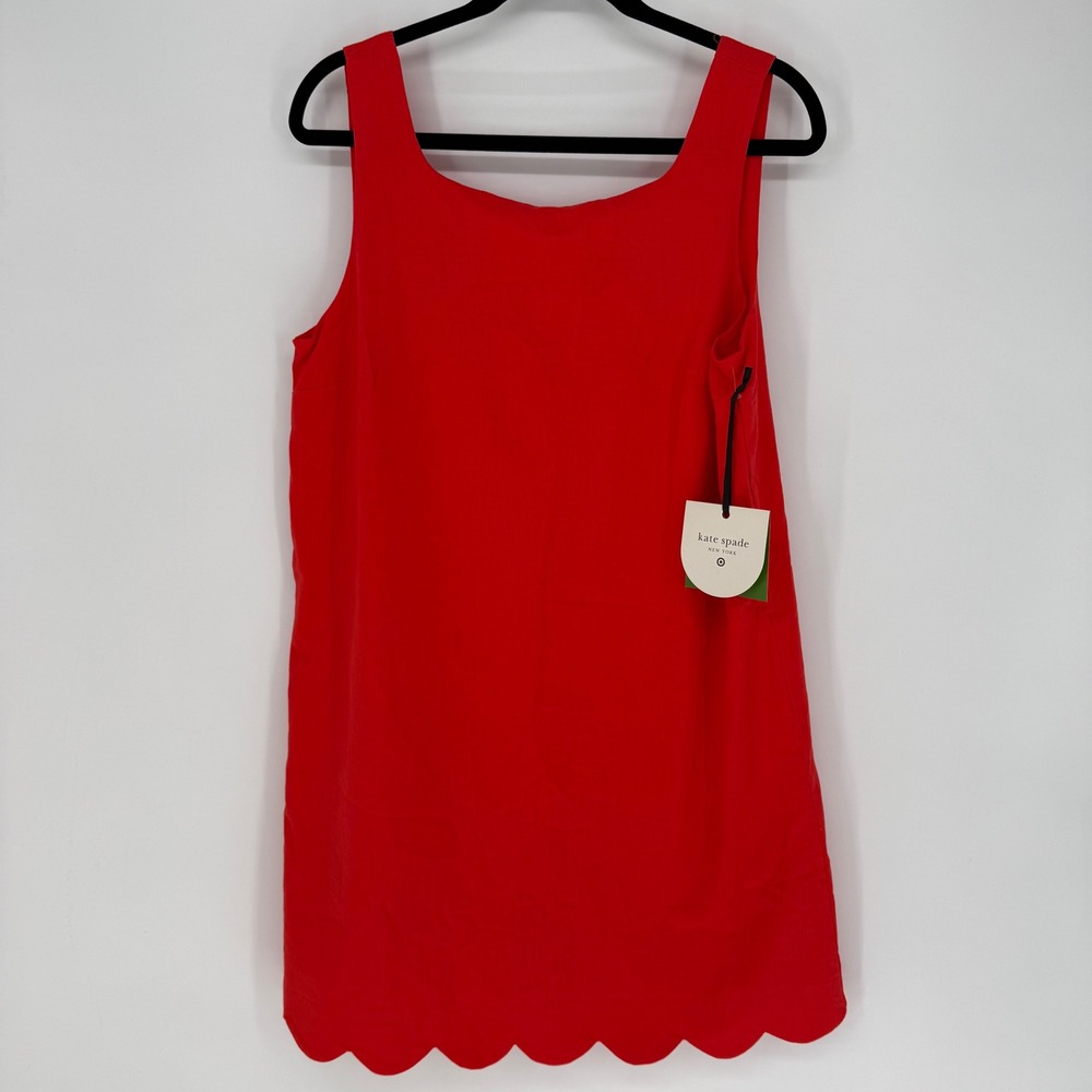 KATE SPADE X TARGET SLEEVELESS RED SHIFT DRESS SCALLOPED HEM NWT MEDIUM